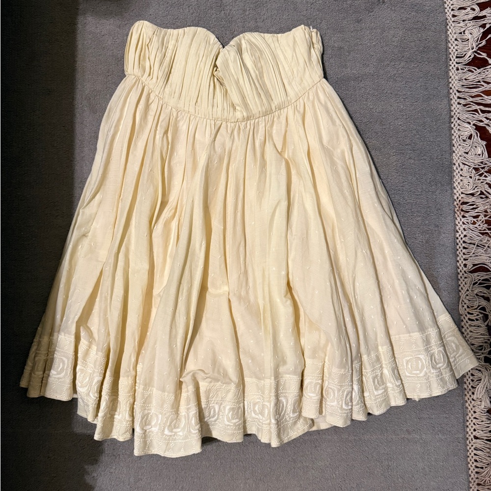 Twenty8Twelve Strapless Cream Midi Dress Size 8 Textured Cotton NWT